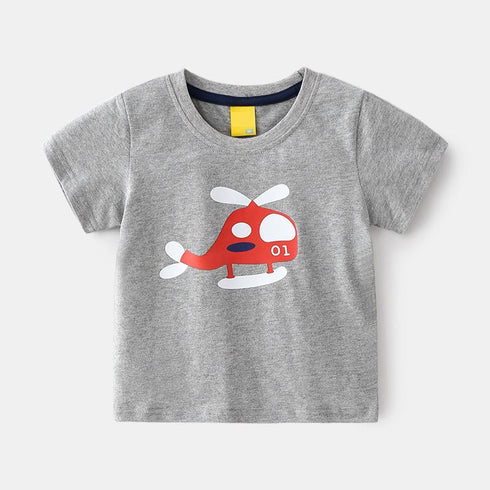 Summer Boys Plane Printed Short Sleeve